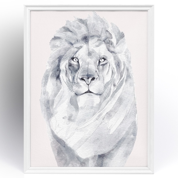 Watercolor Lion Portrait Wall Art Illustration Print Poster Unframed - Picture 4 of 6